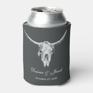 Enfriador De Latas Calavera ruidosa blanca y gris de carbón vegetal o