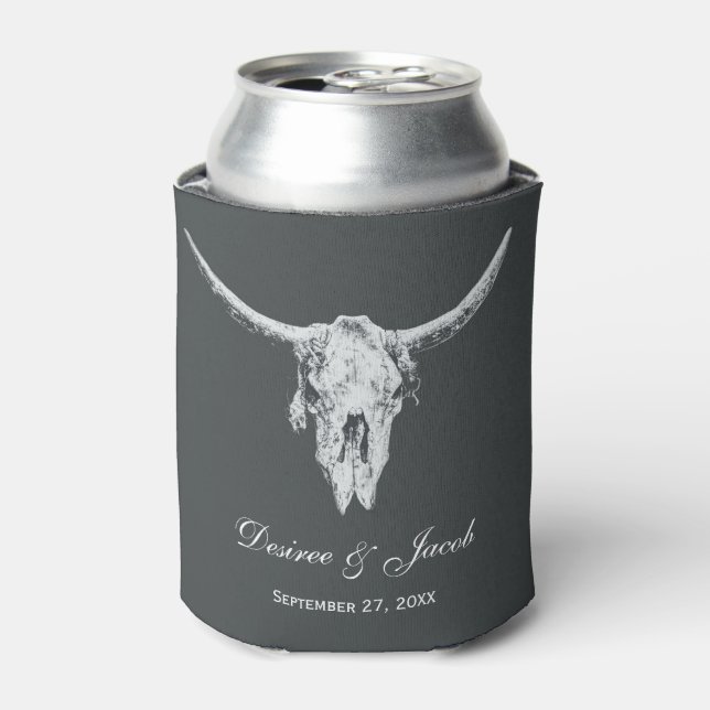 Enfriador De Latas Calavera ruidosa blanca y gris de carbón vegetal o (Lata Anverso)