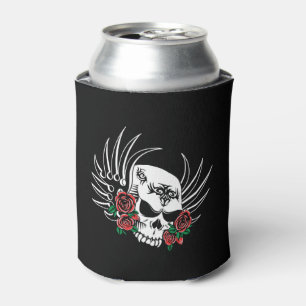 Enfriador De Latas Calavera tribal con Rosas