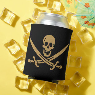 Enfriador De Latas Calavera y Cutlass de Oro Azteca Pirata Calico Jac