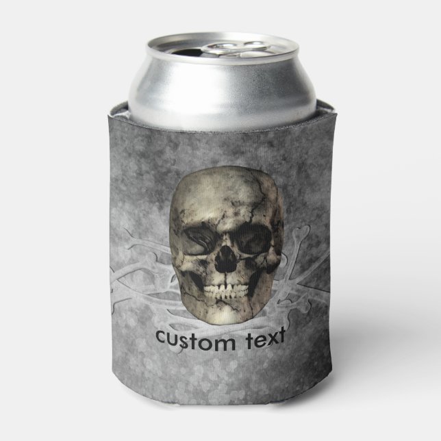 Enfriador De Latas Calavera y pila de Bones Halloween Gótico (Lata Anverso)