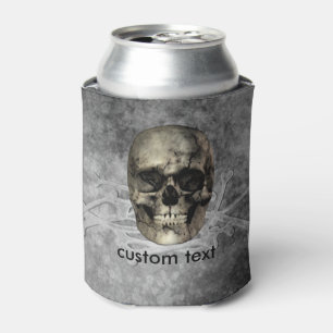 Enfriador De Latas Calavera y una pila de huesos de Halloween gótico