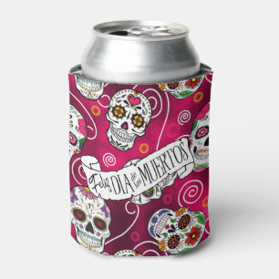 Enfriador De Latas Calaveras de azúcar y Swirls Subió Red ID725