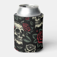 Calaveras y rosas rojas florales góticas