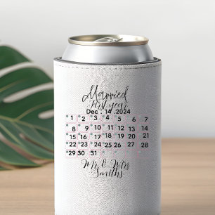 Enfriador De Latas Calendario de Cerámica de Fecha de Casados Persona