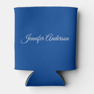 Enfriador De Latas Caligrafía de moda Elegante Azul Profundo Personal