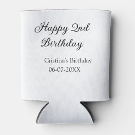 Enfriador De Latas caligrafía simple mínimo feliz segundo cumpleaños