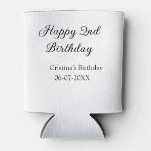 Enfriador De Latas caligrafía simple mínimo feliz segundo cumpleaños