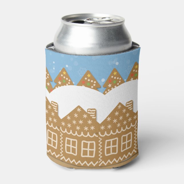 Enfriador De Latas Calle Gingerbread del Invierno (Lata Anverso)