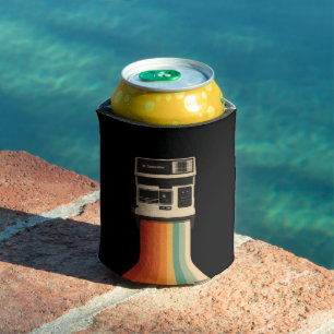 Enfriador De Latas Cámara Retro con Impresión de Arcoíris