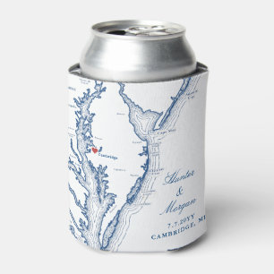 Enfriador De Latas Cambridge MD Mapa Elegante Boda Azul Bebida Favori