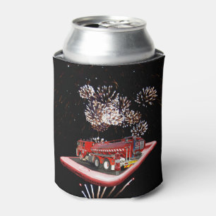 Enfriador De Latas Camión De Fuego Popout Art Con Fuegos De Fuego,