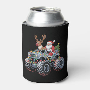 Enfriador De Latas Camión Monstruo Navidad Santa Reno Fiesta 