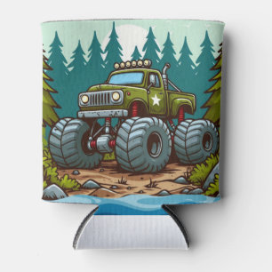 Enfriador De Latas Camión verde monstruo en el bosque