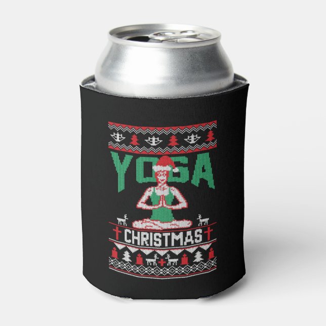 Enfriador De Latas Camisa de Navidades de yoga (Lata Anverso)
