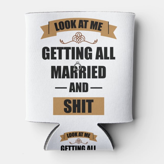 Enfriador De Latas Camisa de novia Borracho Boda del partido Bachelor (Anverso)