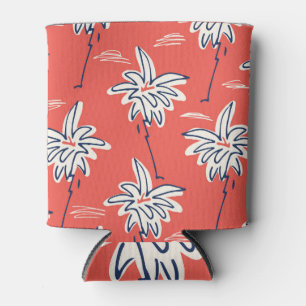 Enfriador De Latas Camisa de playa hawaiana, patrón de palma de doodl