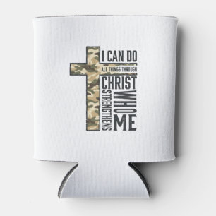 Enfriador De Latas Camiseta Cristiana Cruz de Fe Puedo Hacer Todas la