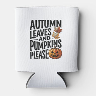 Enfriador De Latas Camiseta de calabaza de otoño con hojas y ambiente