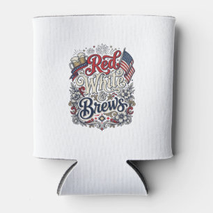Enfriador De Latas Camiseta de cerveza patriótica Red White & Brews D