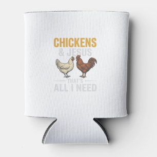 Enfriador De Latas Camiseta De Granja Vintage De Pollos Y Jesús Fe_1