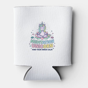 Enfriador De Latas Camiseta de tipografía negrita Unicornio Meditació