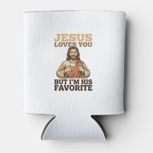 Enfriador De Latas Camiseta divertida de fe vintage Jesús te ama Dise
