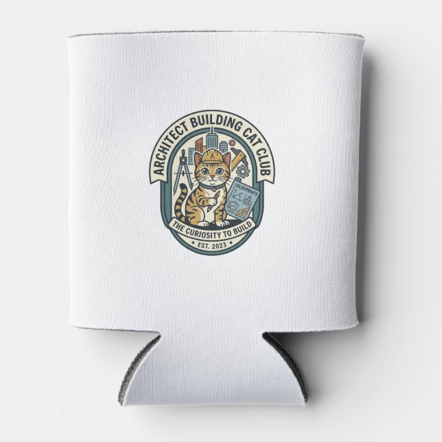 Enfriador De Latas Camiseta Gráfica de Gato Arquitecto Edificio - Arq (Anverso)