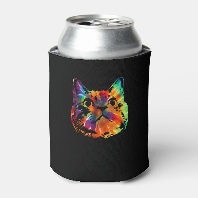 Enfriador De Latas Camiseta para gatos de tinte de tinta _ Gatito de  (Lata Anverso)