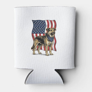 Enfriador De Latas Camiseta Vector Diseño Bandera Patriótica Perro Vi