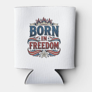 Enfriador De Latas Camiseta Vector Vintage Patriótica Nacida en Liber
