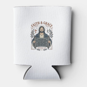 Enfriador De Latas Camiseta Vintage de Punto de Cruz de Jesús Gráfica