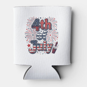 Enfriador De Latas Camiseta Vintage Patriótica Fuegos Artificiales 4