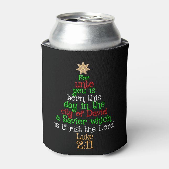 Enfriador De Latas Camisetas de árboles de Navidad cristianos (Lata Anverso)