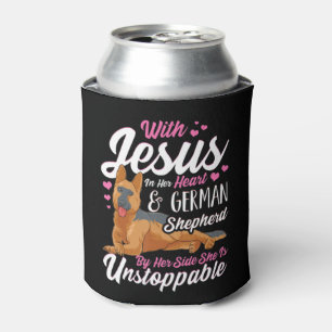 Enfriador De Latas Camisetas Pastores Alemanes Para Mujeres Con Jesús