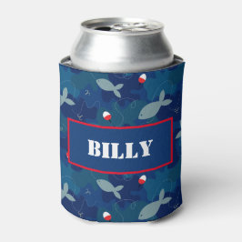 Enfriador De Latas Camo azul personalizado de pesca en ángulo