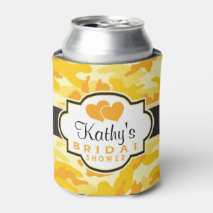 Enfriador De Latas Camo, Naranja amarillo, ducha de novias de camufla