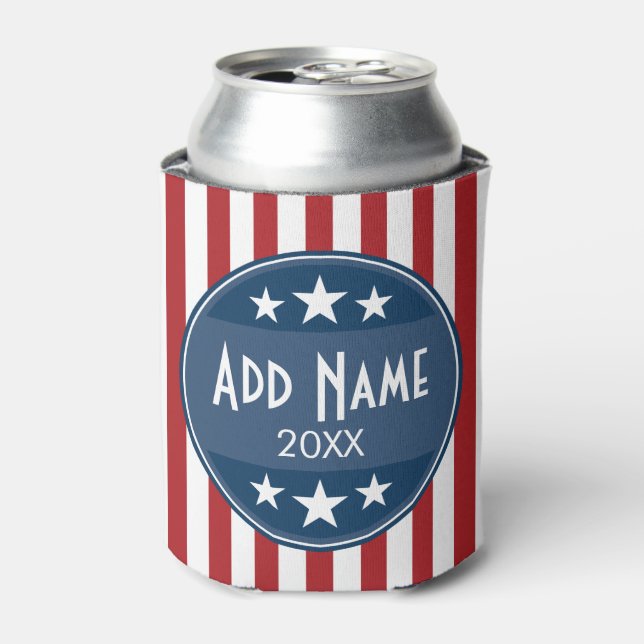 Enfriador De Latas Campaña política - Estrellas patrióticas y bandas (Lata Anverso)