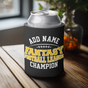 Enfriador De Latas Campeón de Fantasía de Fútbol - Oro negro y ama