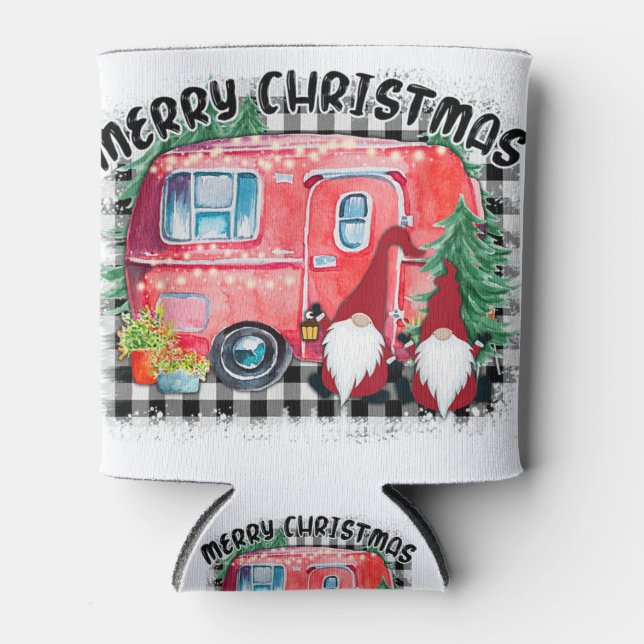 Enfriador De Latas Campers alegres navidades acampando navidad gnomes (Anverso)