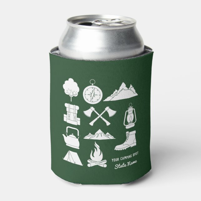 Enfriador De Latas Camping Collage Camping Campers para personalizado (Lata Anverso)