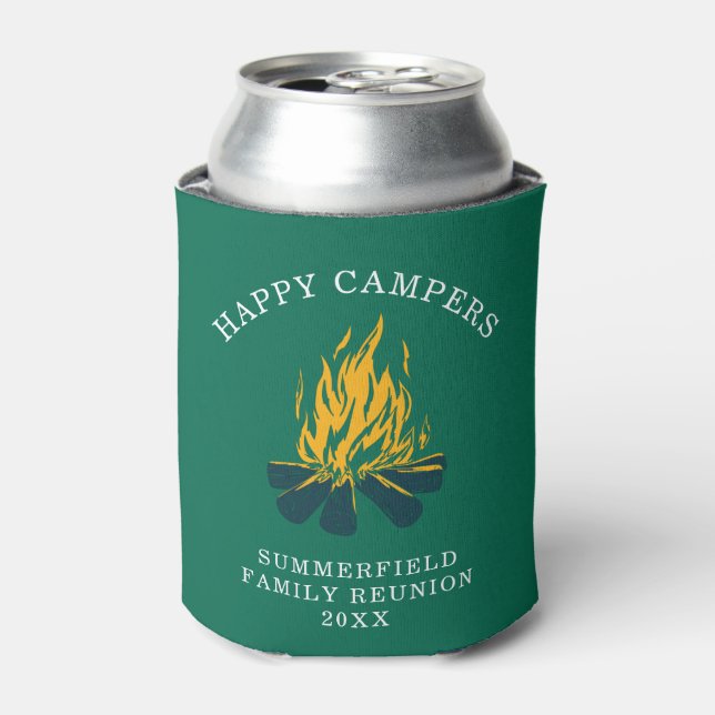Enfriador De Latas Camping Happy Campers Personalizado de vacaciones  (Lata Anverso)