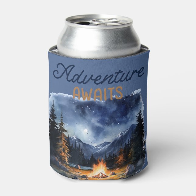 Enfriador De Latas Camping Mountain Blue Bachelorette (Lata Anverso)