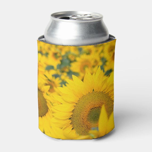 Enfriador De Latas Campo amarillo de girasoles, fotografía (Lata Anverso)
