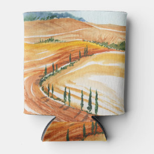 Enfriador De Latas Campos de verano, pintura acuarela toscana