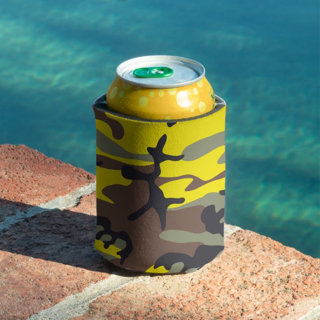 Enfriador De Latas Camuflaje amarillo y marrón, ejército (Piscina in situ)