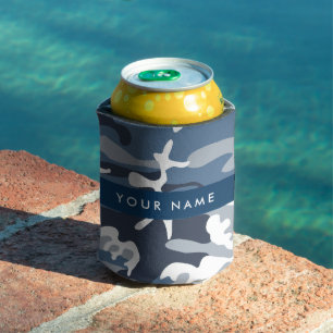 Enfriador De Latas Camuflaje Azul Nieve de Invierno Personaliza tu no