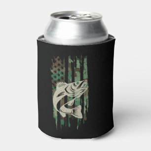 Enfriador De Latas Camuflaje Bandera Americana Pesca Walleye
