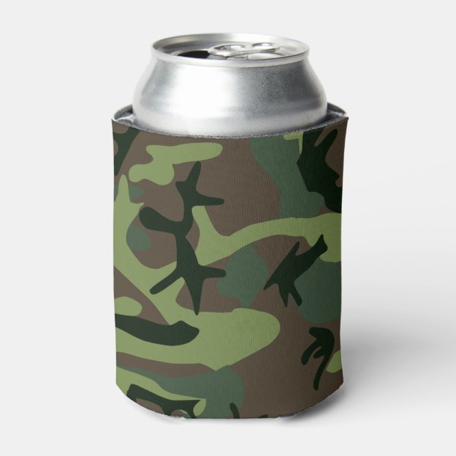 Enfriador De Latas Camuflaje Camo Patrón Verde Marrón (Lata Anverso)