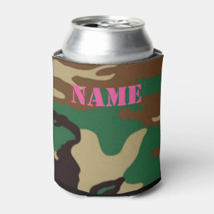 Enfriador De Latas Camuflaje de Woodland ~ Nombre personalizado / Ini